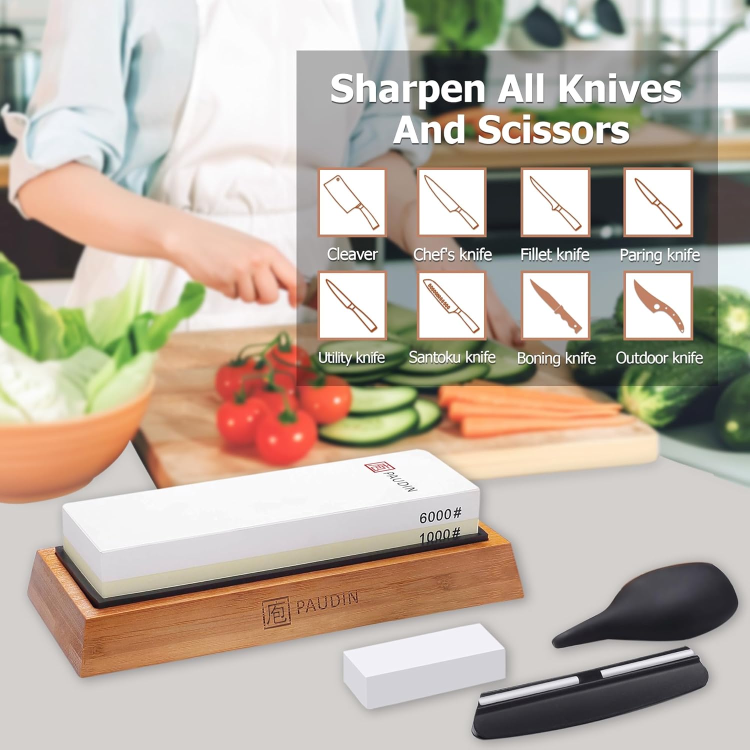 Premium Whetstone Knife Sharpener Stone Kit 1000/6000 Grit KW1