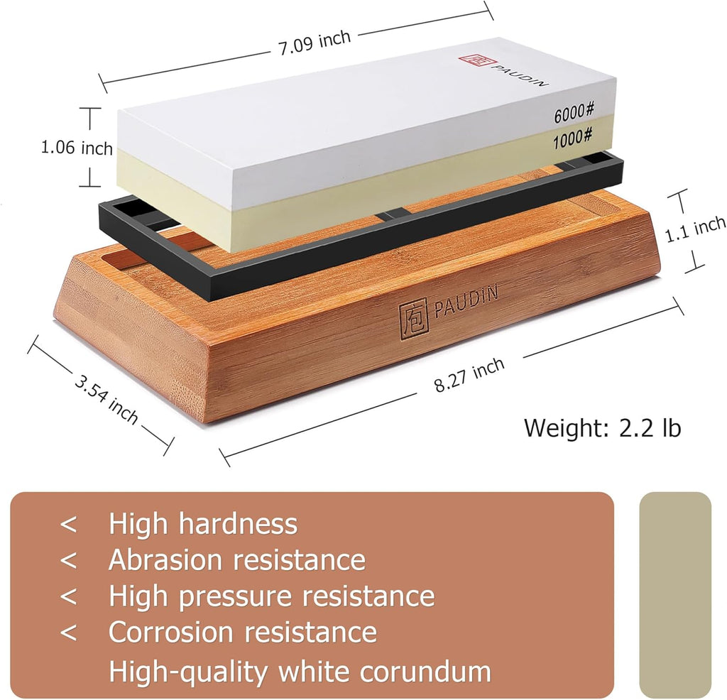 Premium Whetstone Knife Sharpener Stone Kit 1000/6000 Grit KW1