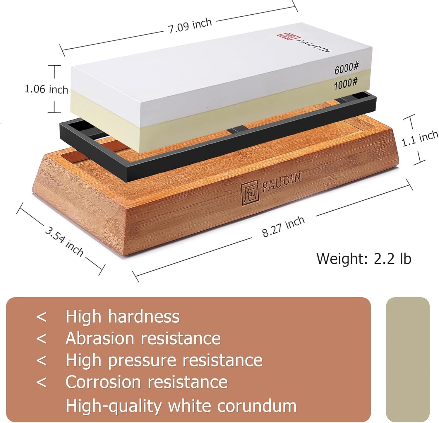 Premium Whetstone Knife Sharpener Stone Kit 1000/6000 Grit KW1