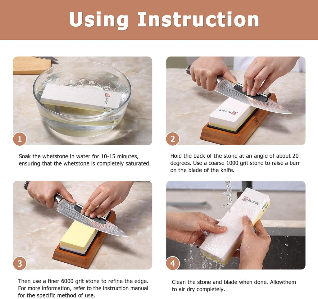 Premium Whetstone Knife Sharpener Stone Kit 1000/6000 Grit KW1